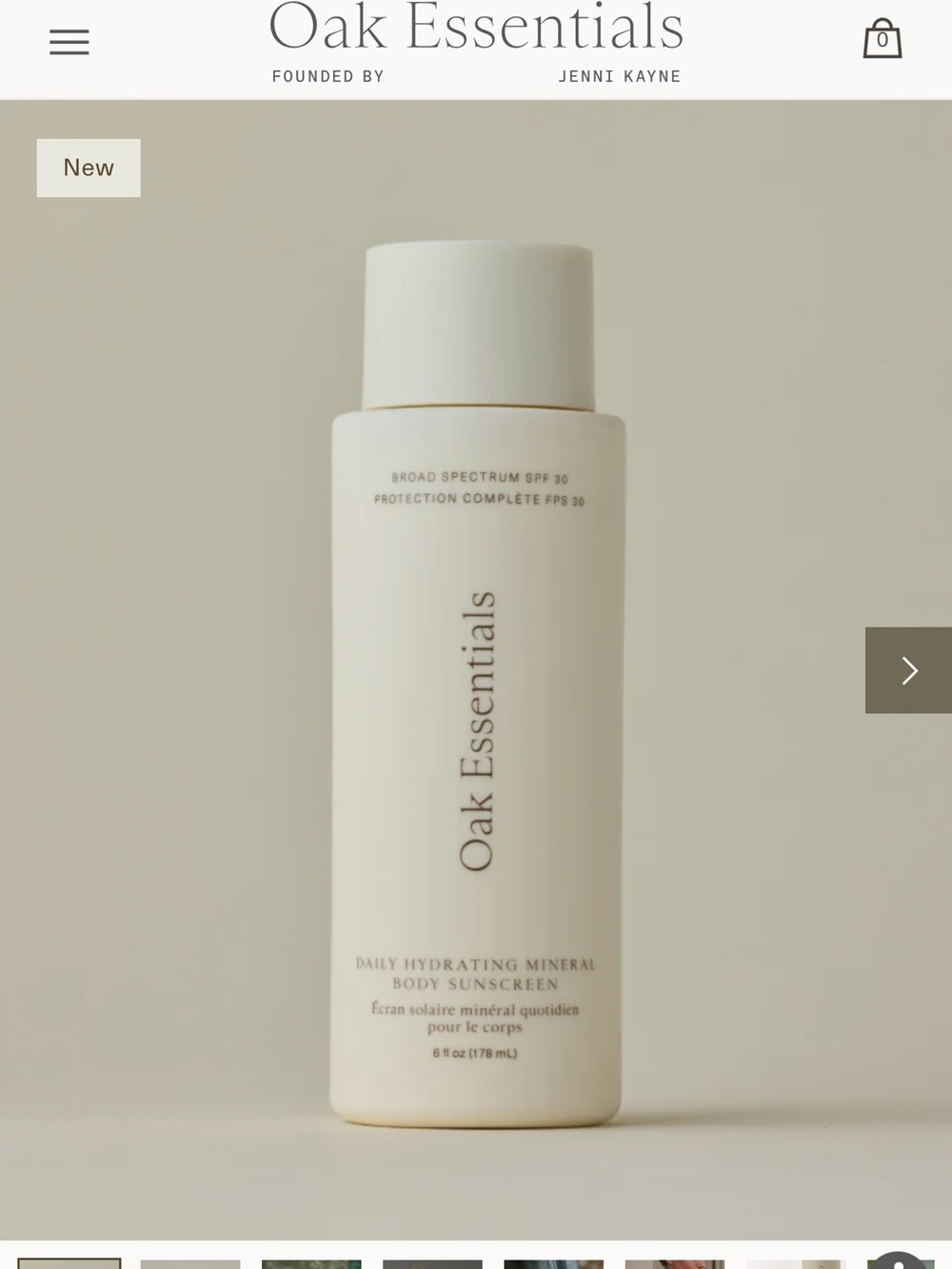 Oak Essentials Daily Hydrating Mineral Body Sunscreen New without Box